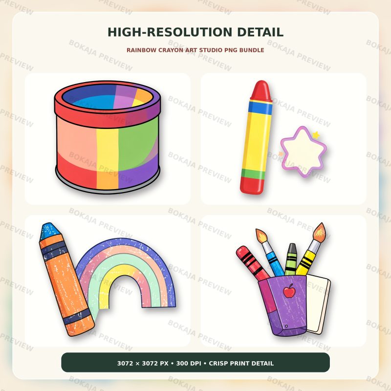Rainbow Crayon Art Studio PNG Bundle image 5