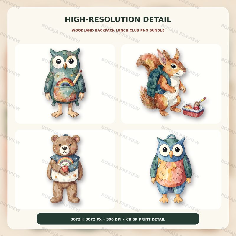 Woodland Backpack Lunch Club PNG Bundle image 5