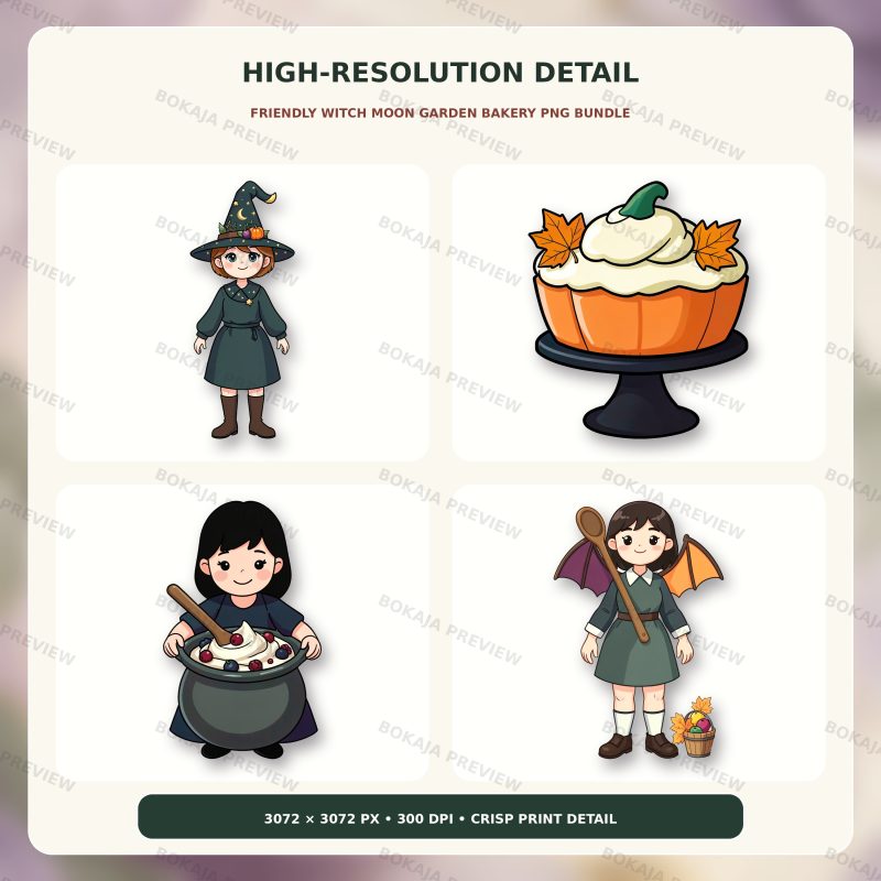 Friendly Witch Moon Garden Bakery PNG Bundle image 5