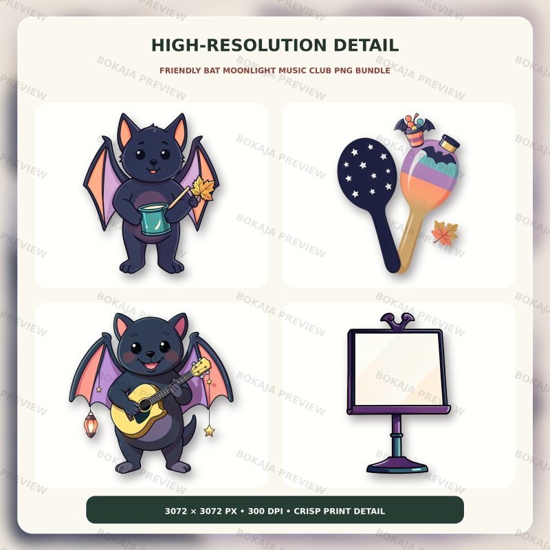 Friendly Bat Moonlight Music Club PNG Bundle image 5