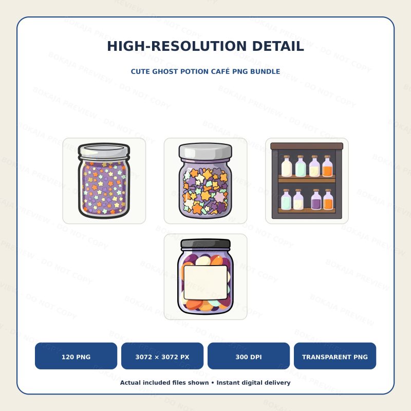 Cute Ghost Potion Café PNG Bundle image 5