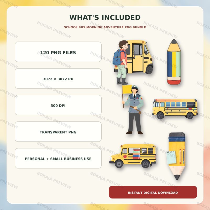 School Bus Morning Adventure PNG Bundle image 6