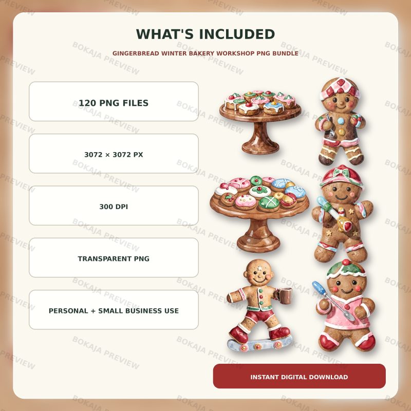 Gingerbread Winter Bakery Workshop PNG Bundle image 6