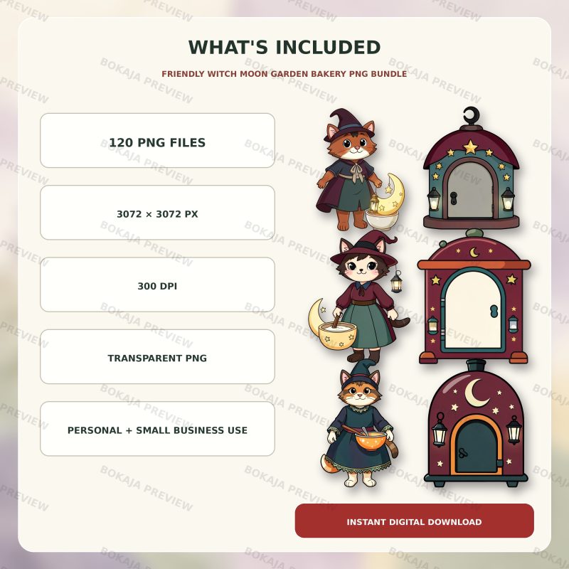 Friendly Witch Moon Garden Bakery PNG Bundle image 6