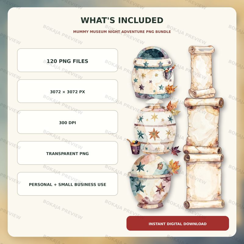 Mummy Museum Night Adventure PNG Bundle image 6