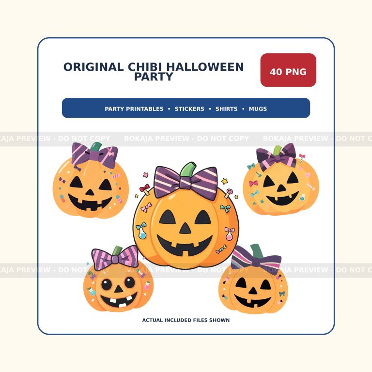 Chibi Halloween Party PNG Bundle - 40 Clipart Files gallery image 1