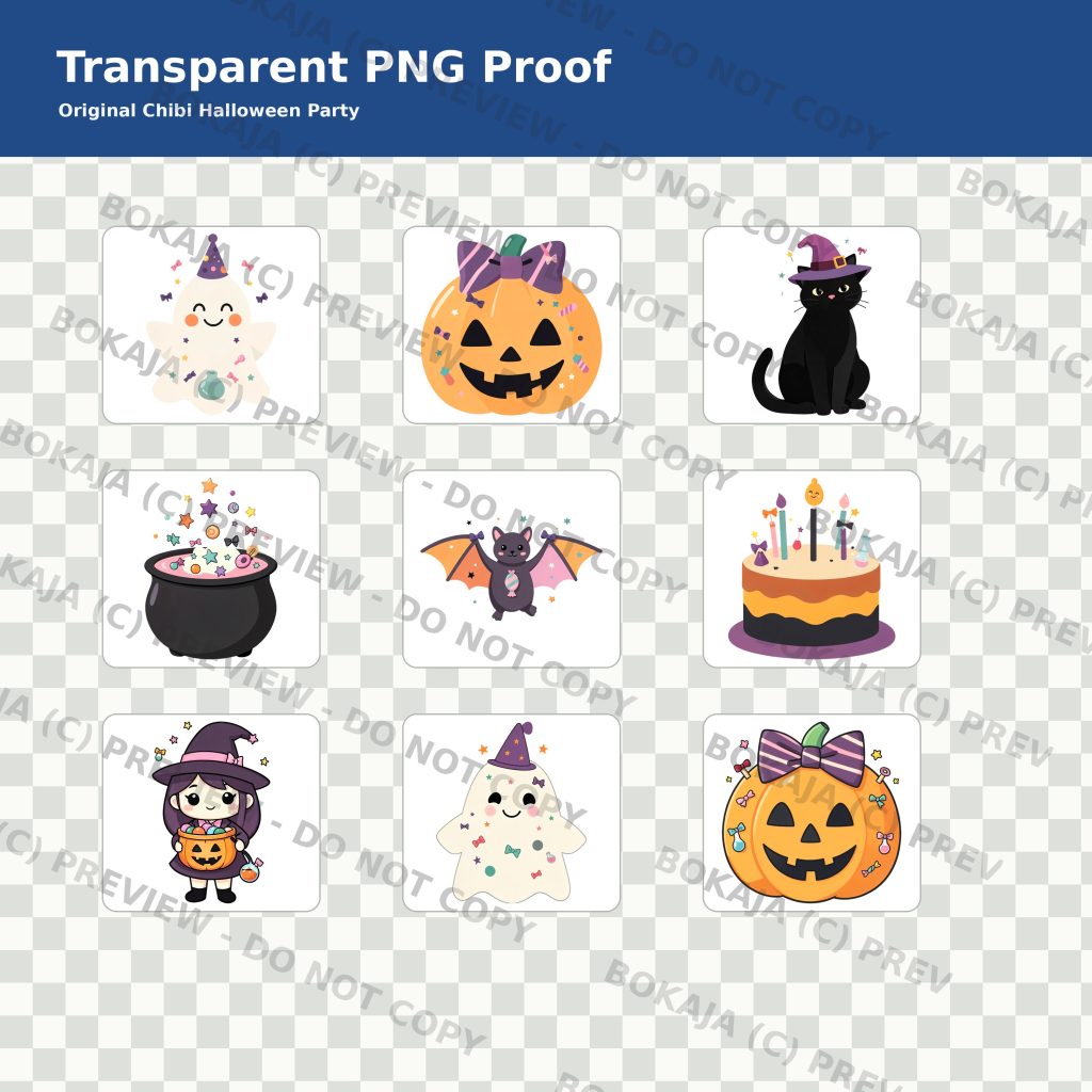 Chibi Halloween Party PNG Bundle - 40 Clipart Files gallery image 4