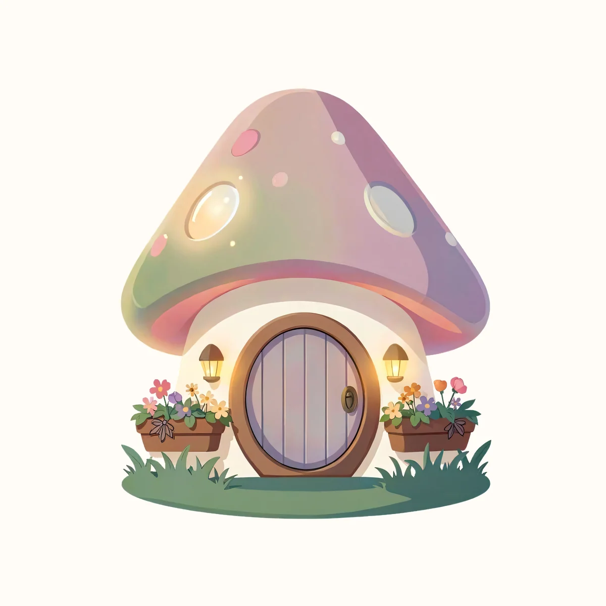 Whimsical fairy mushroom cottage transparent PNG sample