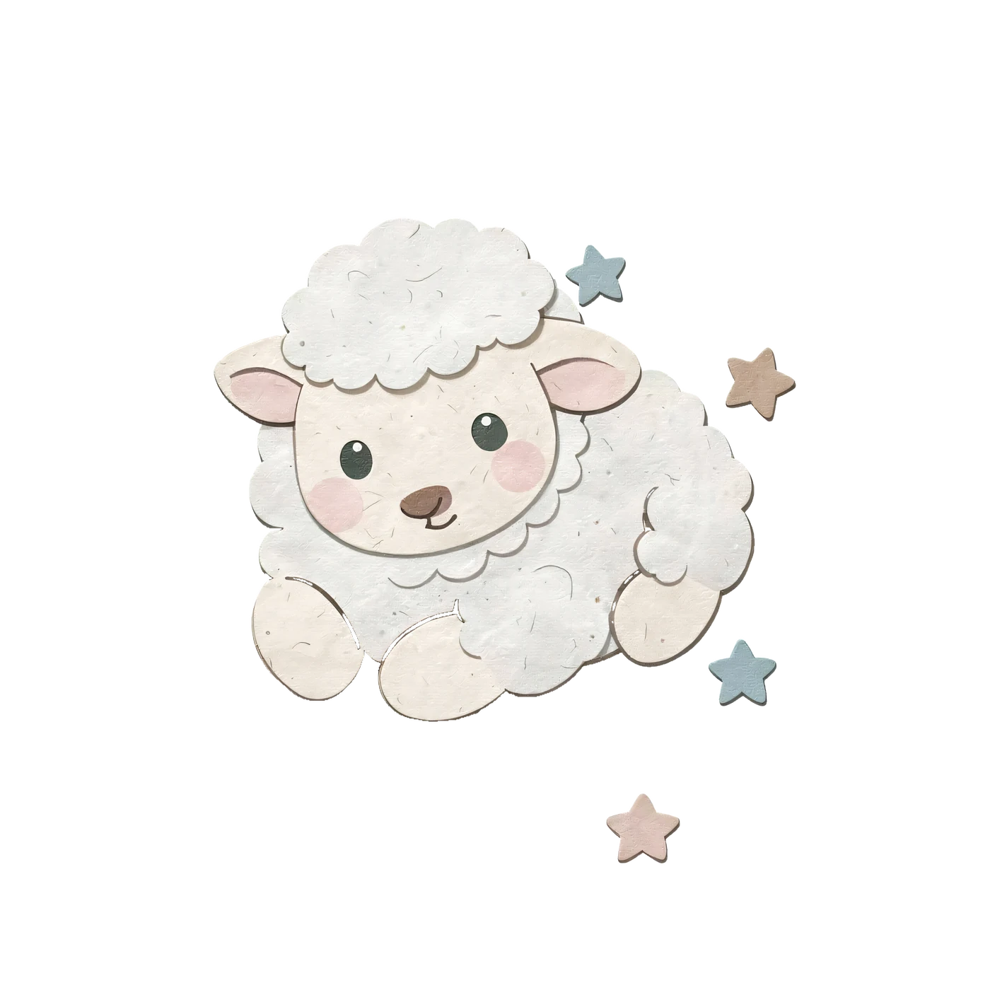 PNG transparent Agneau bébé duveteux reposant près de trois petites étoiles 01 du lot gratuit Animaux bébés pour chambre d’enfant