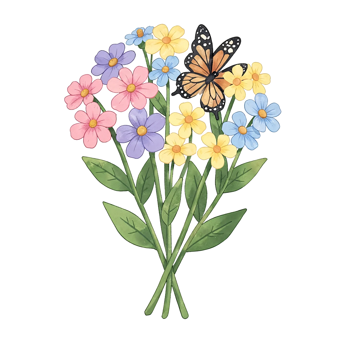 Aperçu du set PNG gratuit Jardin de fleurs sauvages et papillons - 15 images de cliparts à fond transparent