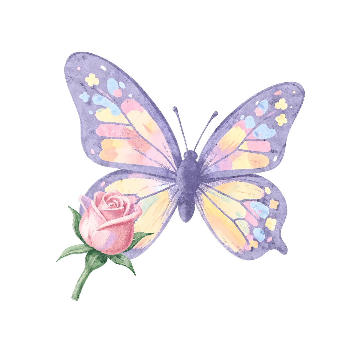 A Blush Butterfly Beside A Rosebud 02 transparent PNG from the free Butterfly Wildflower Garden pack