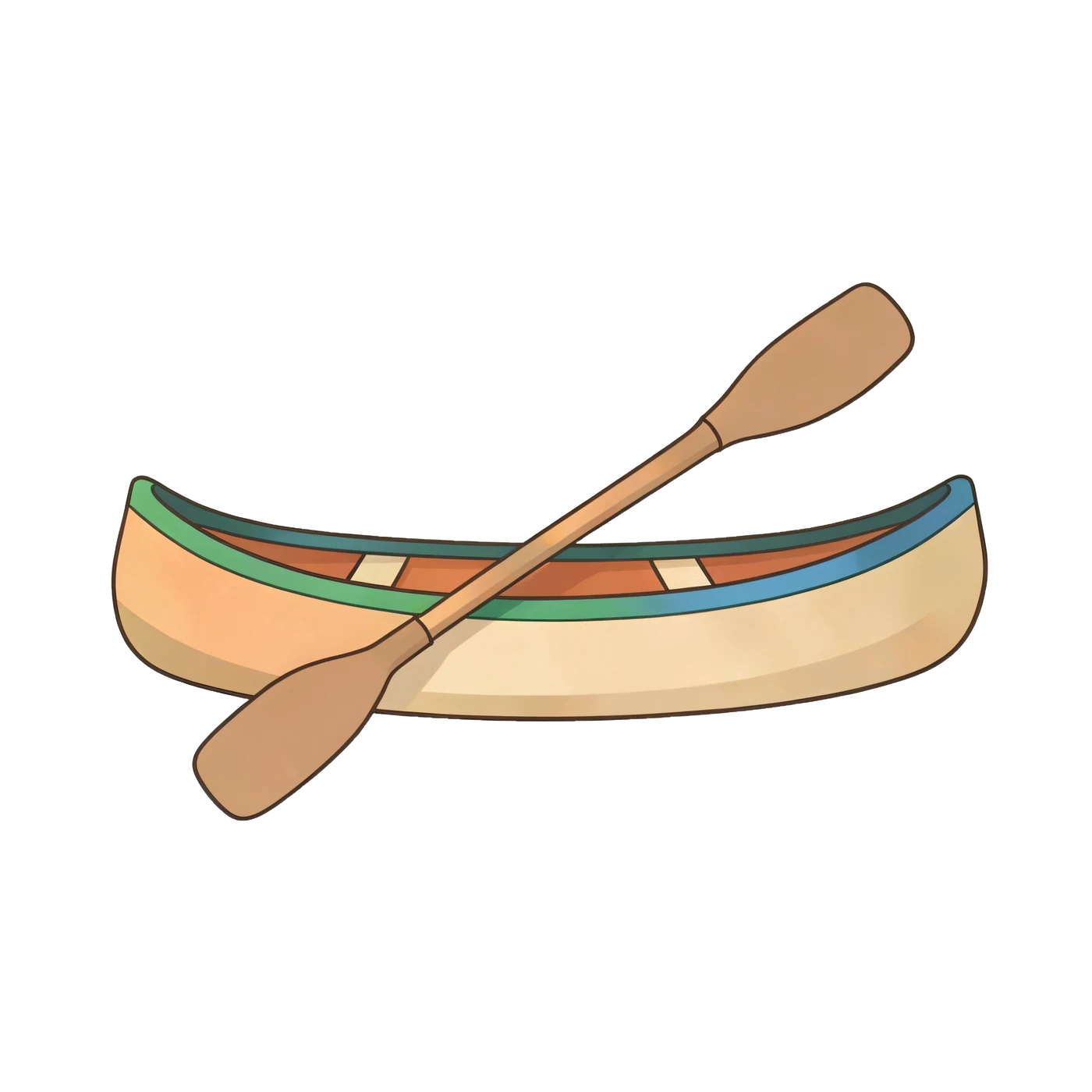 Un canoë avec une pagaie en bois 02, PNG transparent du pack gratuit Camping Forest Adventure