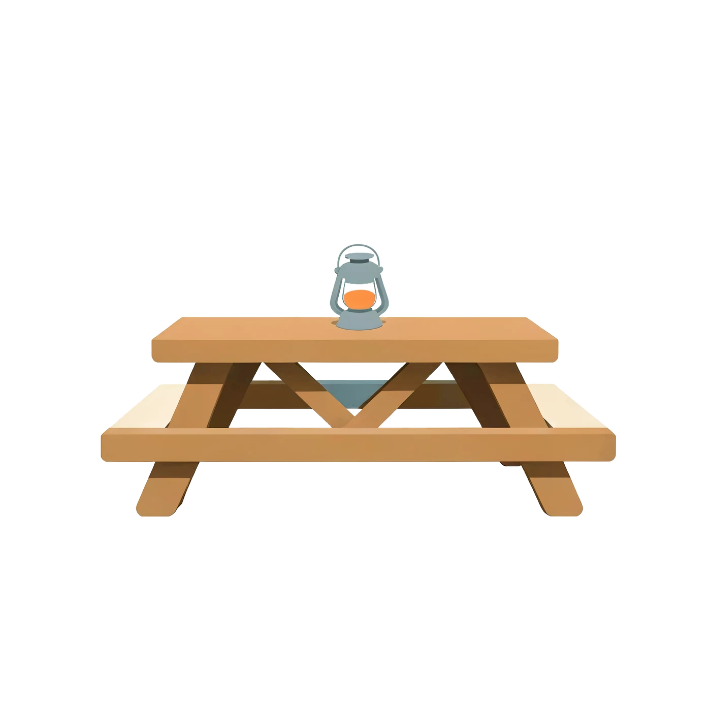 Une table de pique-nique avec une petite lanterne 01, PNG transparent du pack gratuit Camping Forest Adventure