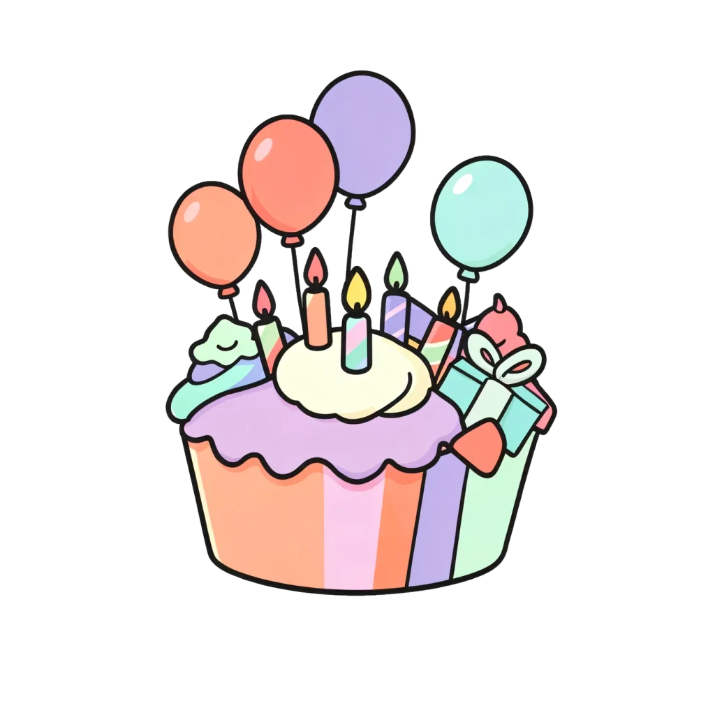 One Main Symbolic Object From Cute Cupcake Birthday Party In Whimsical Original Pastel Bakery Celebration With Cupc Daf0861C1C1C transparent PNG from the free Cute Cupcake Birthday Party pack