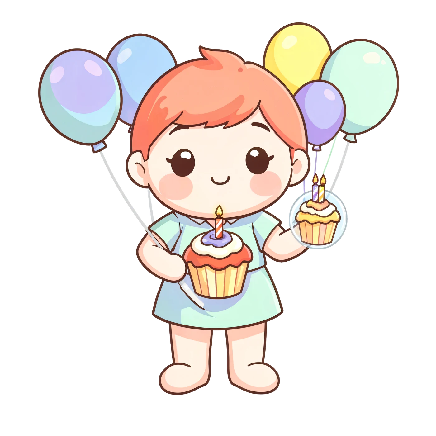 One Cute Cupcake Birthday Party Character Holding A Clear Themed Prop In Whimsical Original Pastel Bakery Celebrati 12739C39F7C0 transparent PNG from the free Cute Cupcake Birthday Party pack