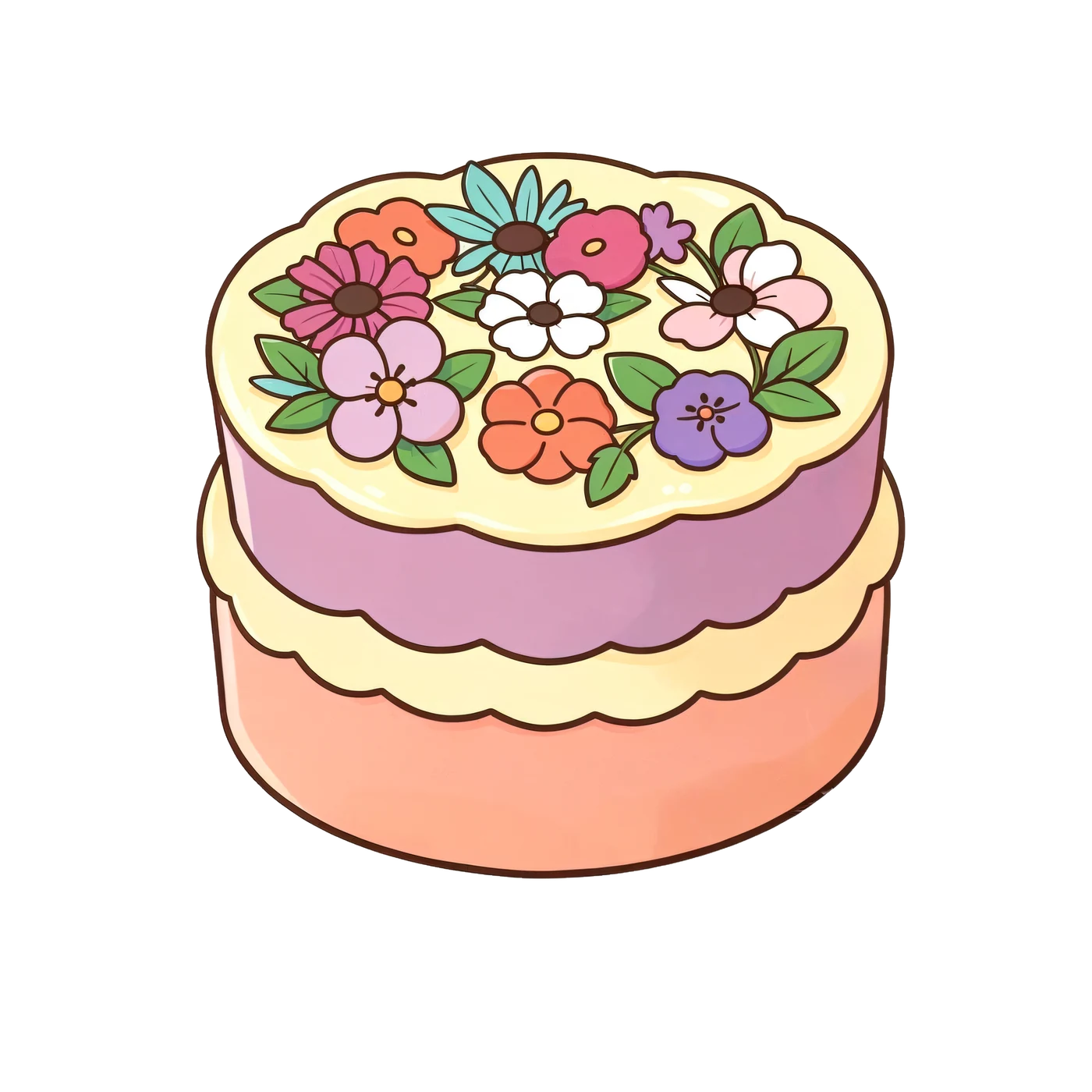 Flower Shaped Layer Cake 01 transparent PNG from the free Cute Fairy Flower Bakery pack