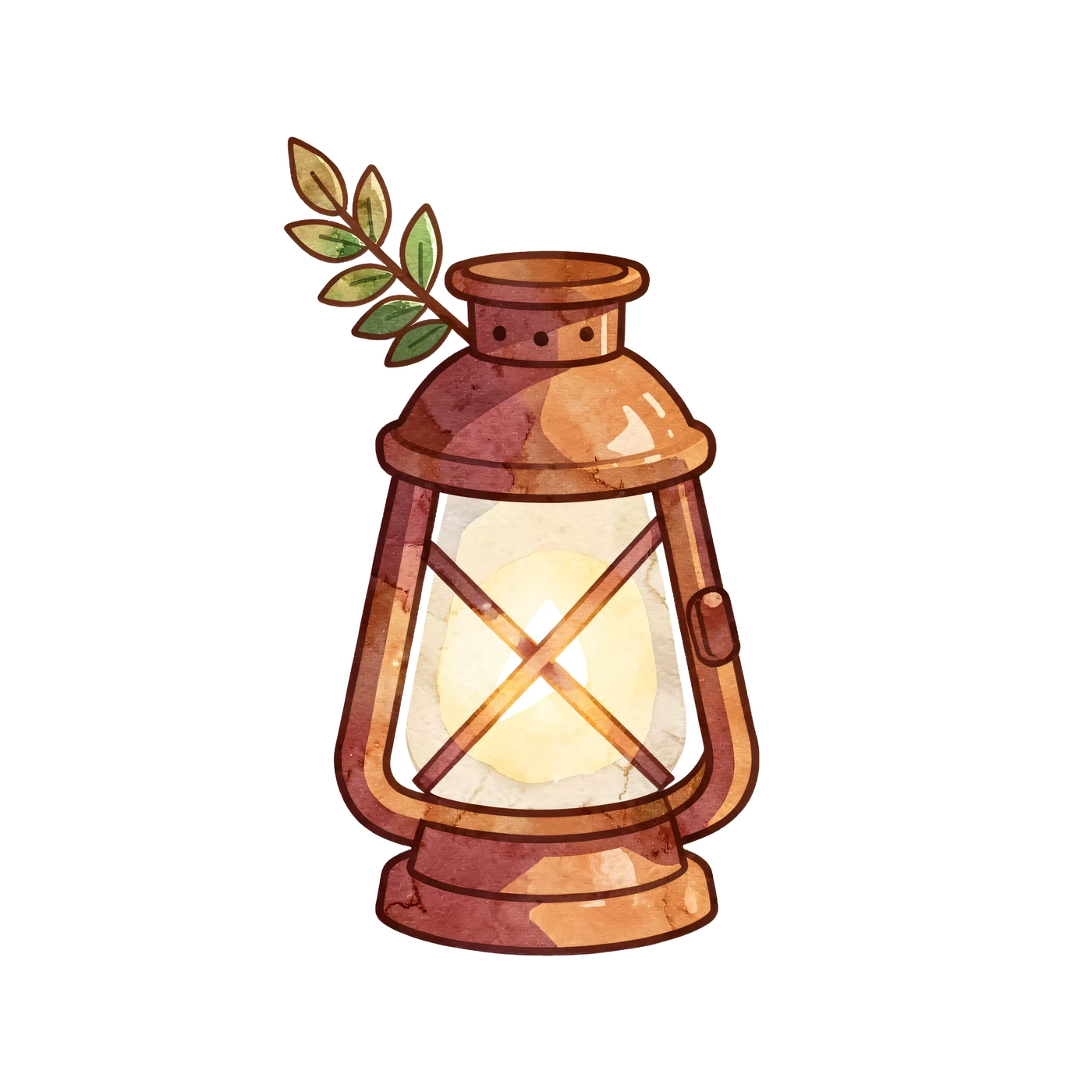 A Rustic Lantern With A Leaf Sprig 01 transparent PNG from the free Fall Woodland Harvest pack