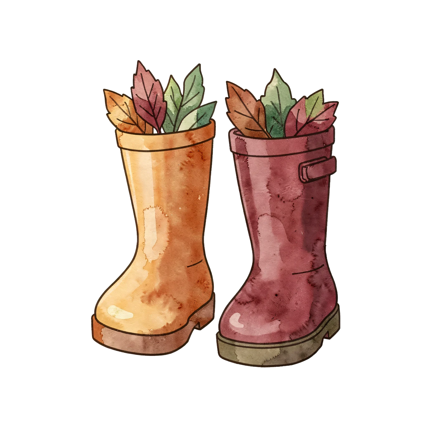 A Pair Of Rain Boots Filled With Leaves 01 transparent PNG from the free Fall Woodland Harvest pack