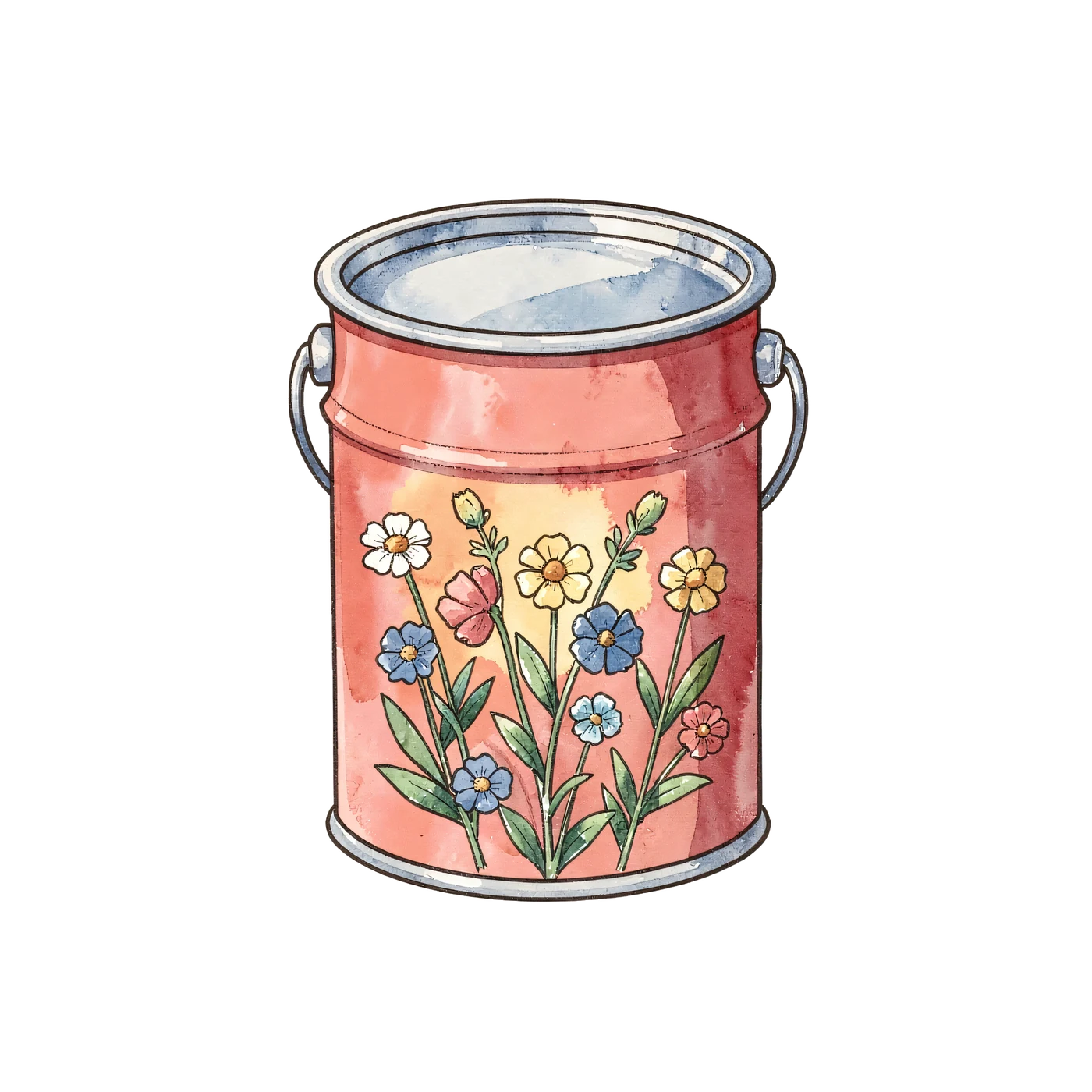 Una lechera con flores silvestres 02, PNG transparente del pack gratuito Animales de Granja para Preescolar