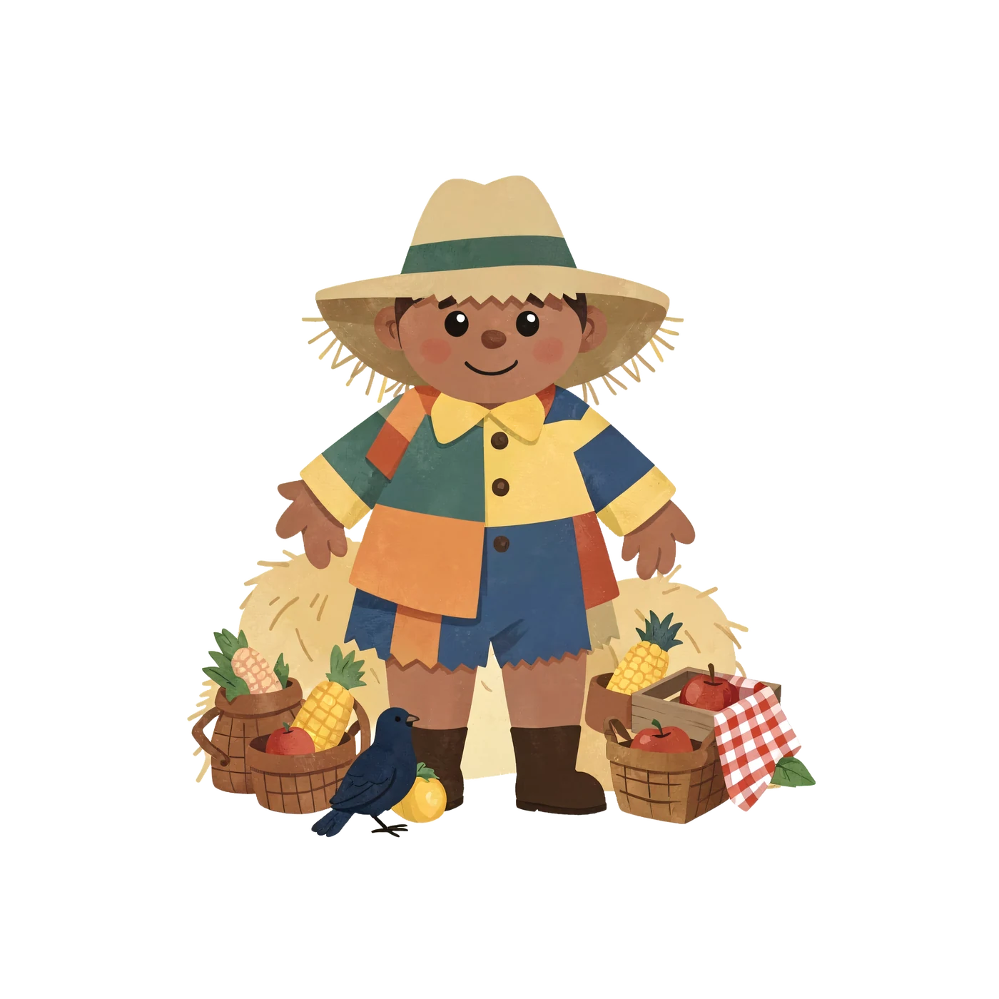 One Small Decorative Friendly Scarecrow Harvest Picnic Accent In Original Cheerful Patchwork Scarecrow Harvest Picn 5F242A43F8Ad transparent PNG from the free Friendly Scarecrow Harvest Picnic pack