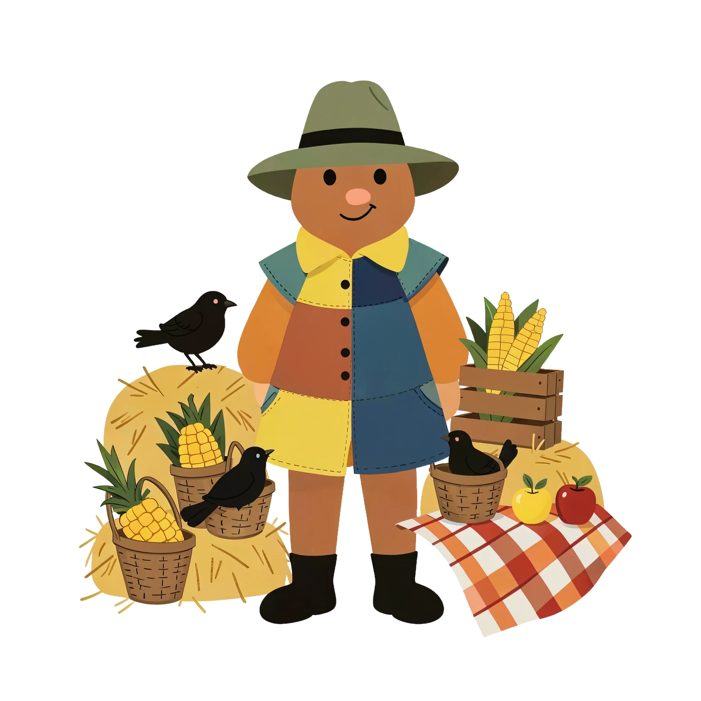 One Friendly Scarecrow Harvest Picnic Floral Or Foliage Accent In Original Cheerful Patchwork Scarecrow Harvest Pic 58Bef1226E7F transparent PNG from the free Friendly Scarecrow Harvest Picnic pack