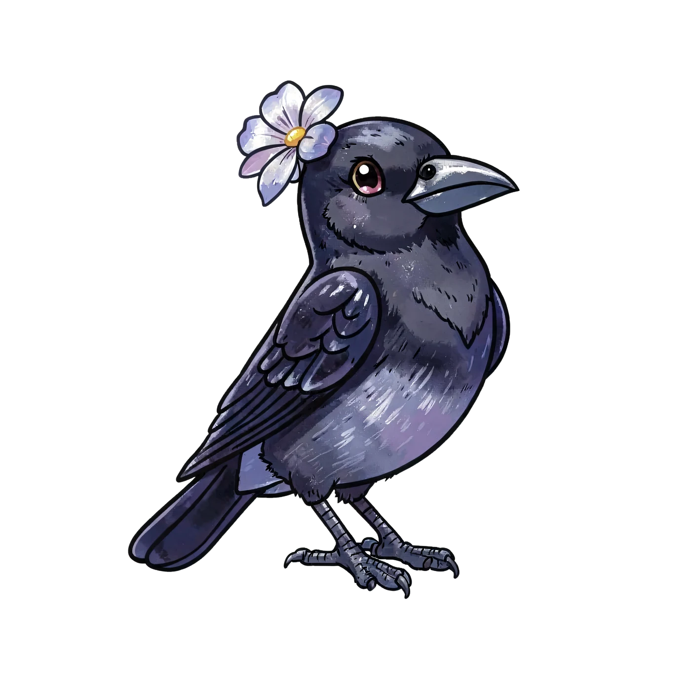 Friendly Raven With Flower 01 transparent PNG from the free Gothic Fairy Moon Garden pack