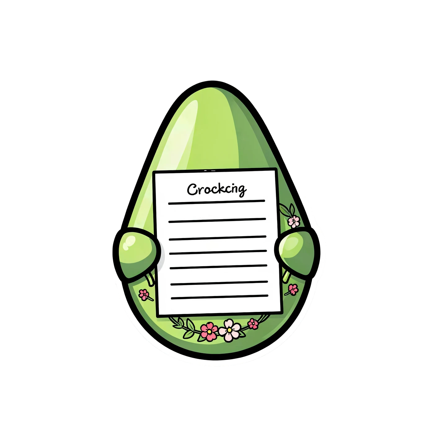 One Original Avocado Holding One Blank Grocery List 03 transparent PNG from the free Kawaii Food Market pack