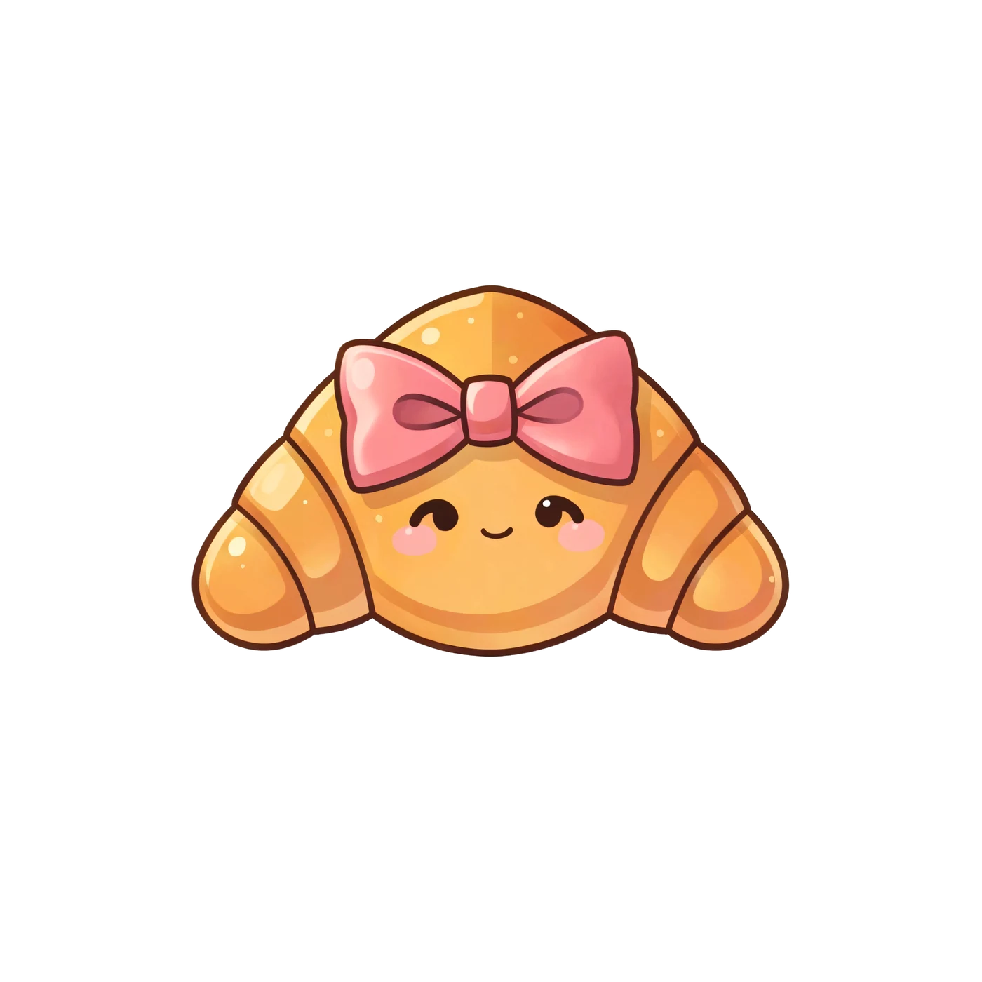 One Original Cheerful Croissant With A Satin Bow 01 transparent PNG from the free Kawaii Food Market pack