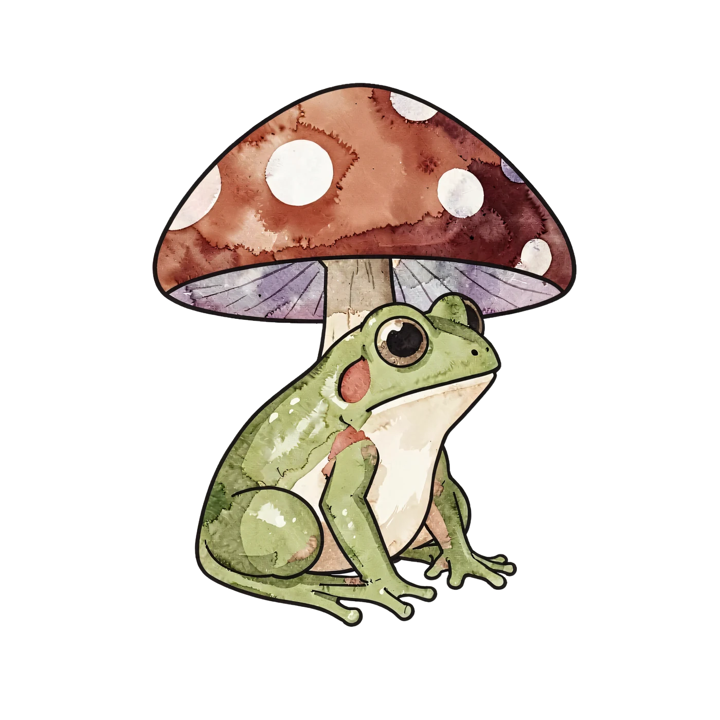 A Frog Sitting Under A Mushroom Umbrella 01 transparent PNG from the free Mushroom Cottage Forest pack