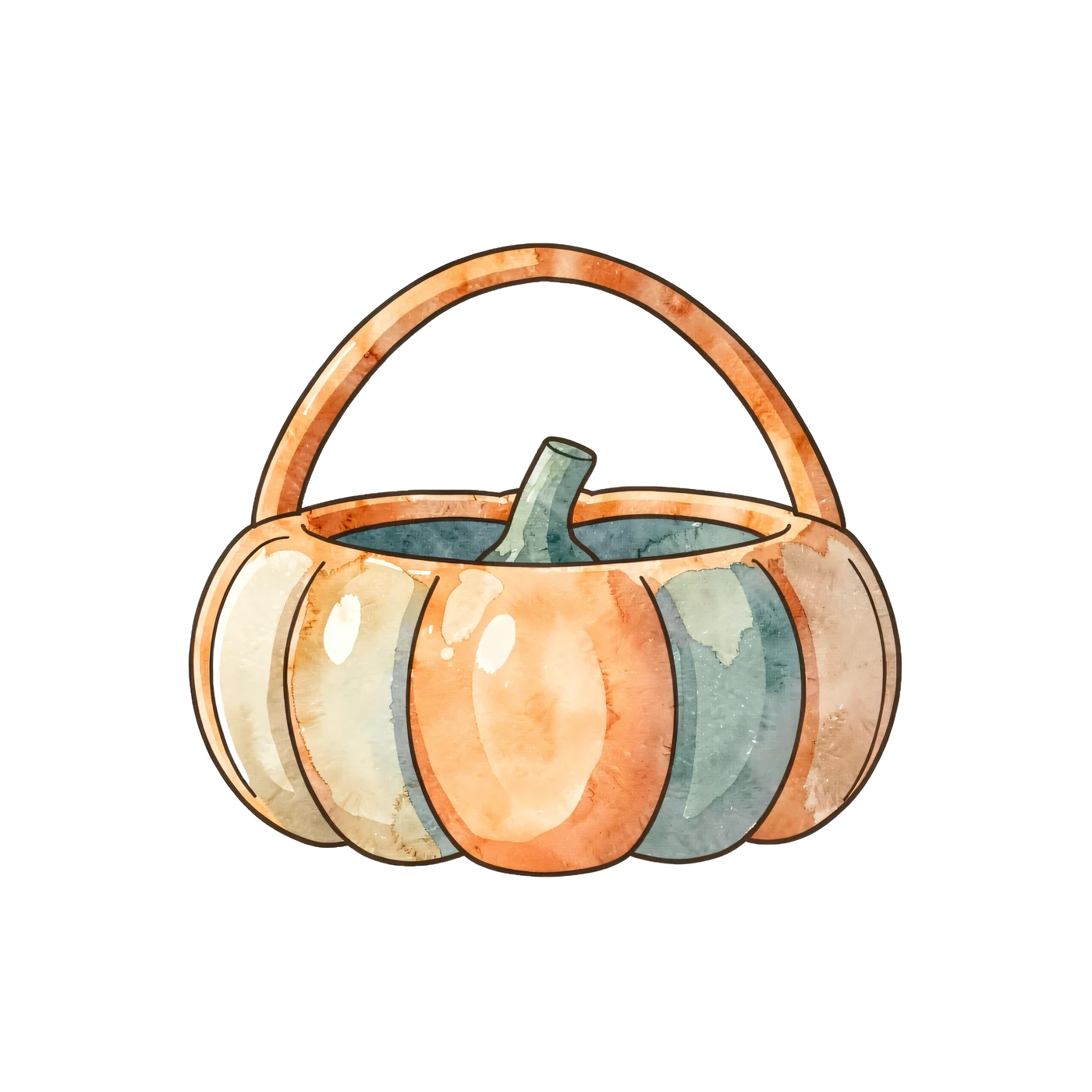 A Pumpkin Basket With An Open Handle 01 transparent PNG from the free Pumpkin Patch Friends pack