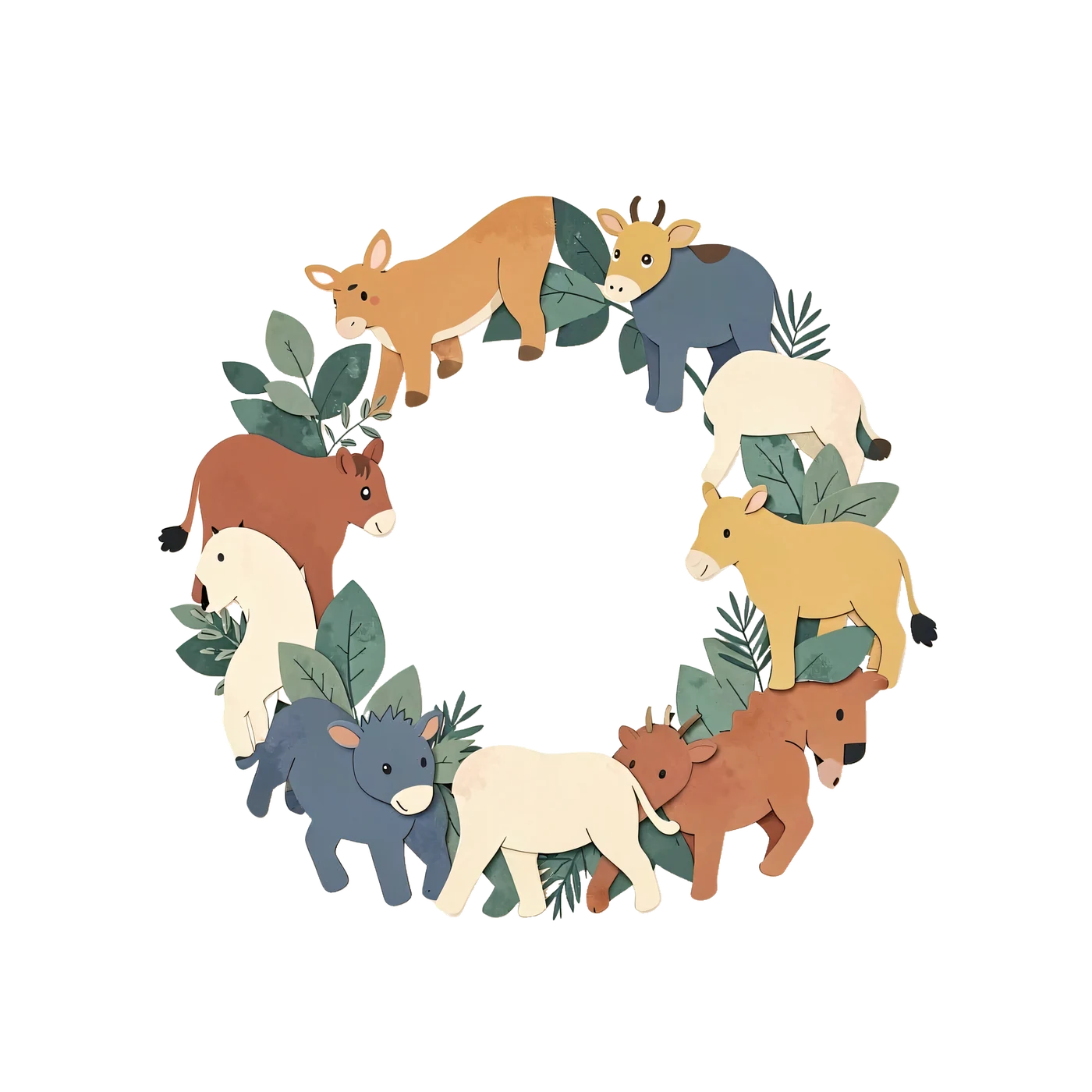 Una corona de animales de safari con centro vacío 03 en PNG transparente del pack gratuito Aventura de Animales de Safari Bebés