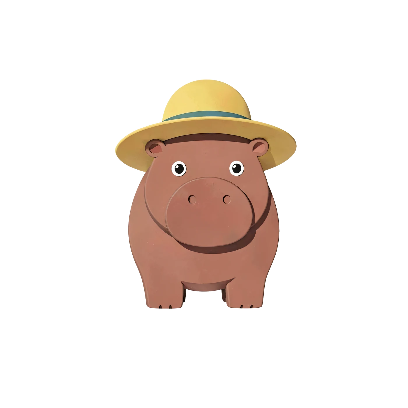 Un hipopótamo pequeño con sombrero para el sol 02 en PNG transparente del pack gratuito Aventura de Animales de Safari Bebés