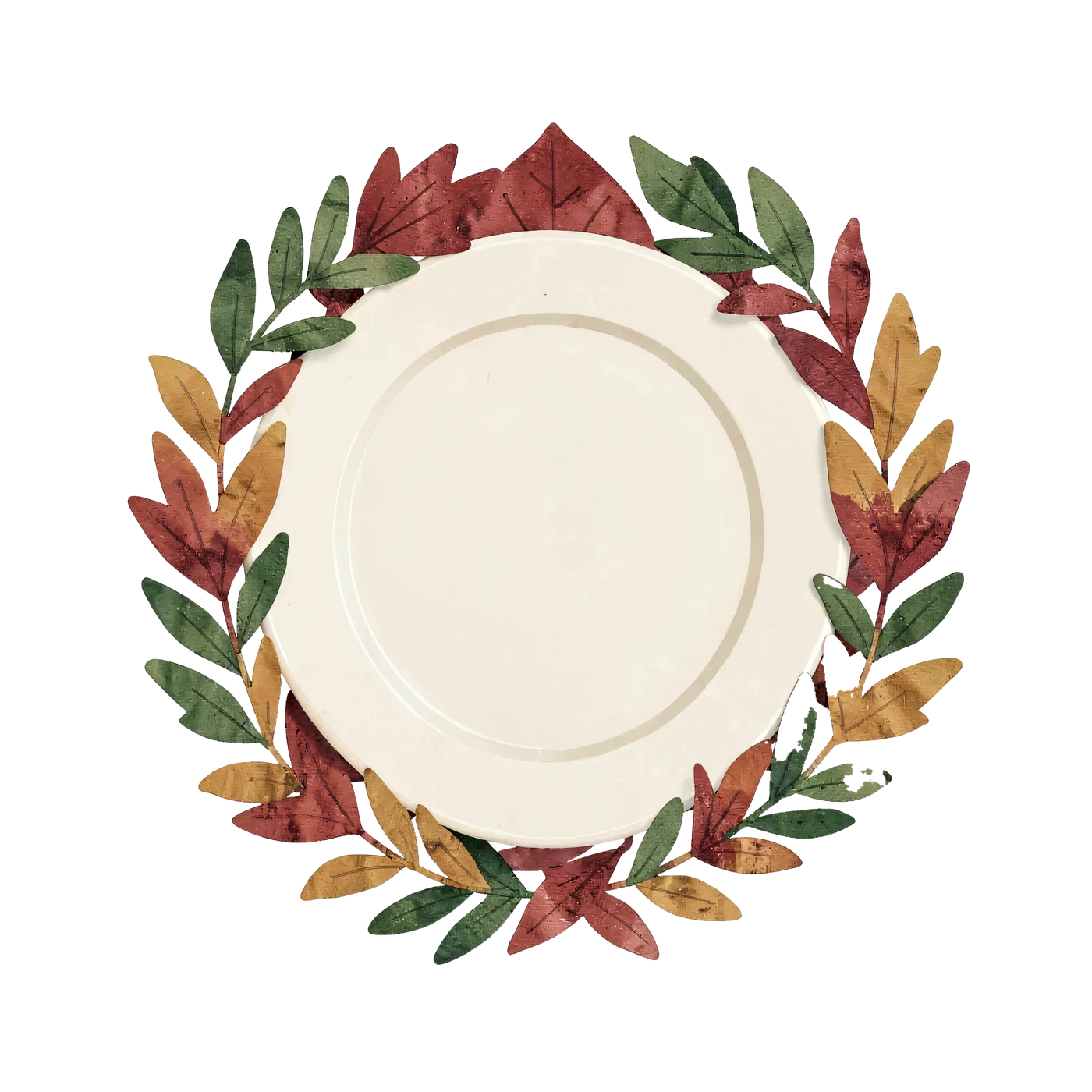 Une assiette encadrée de feuilles 01, PNG transparent du pack gratuit Festin forestier de Thanksgiving