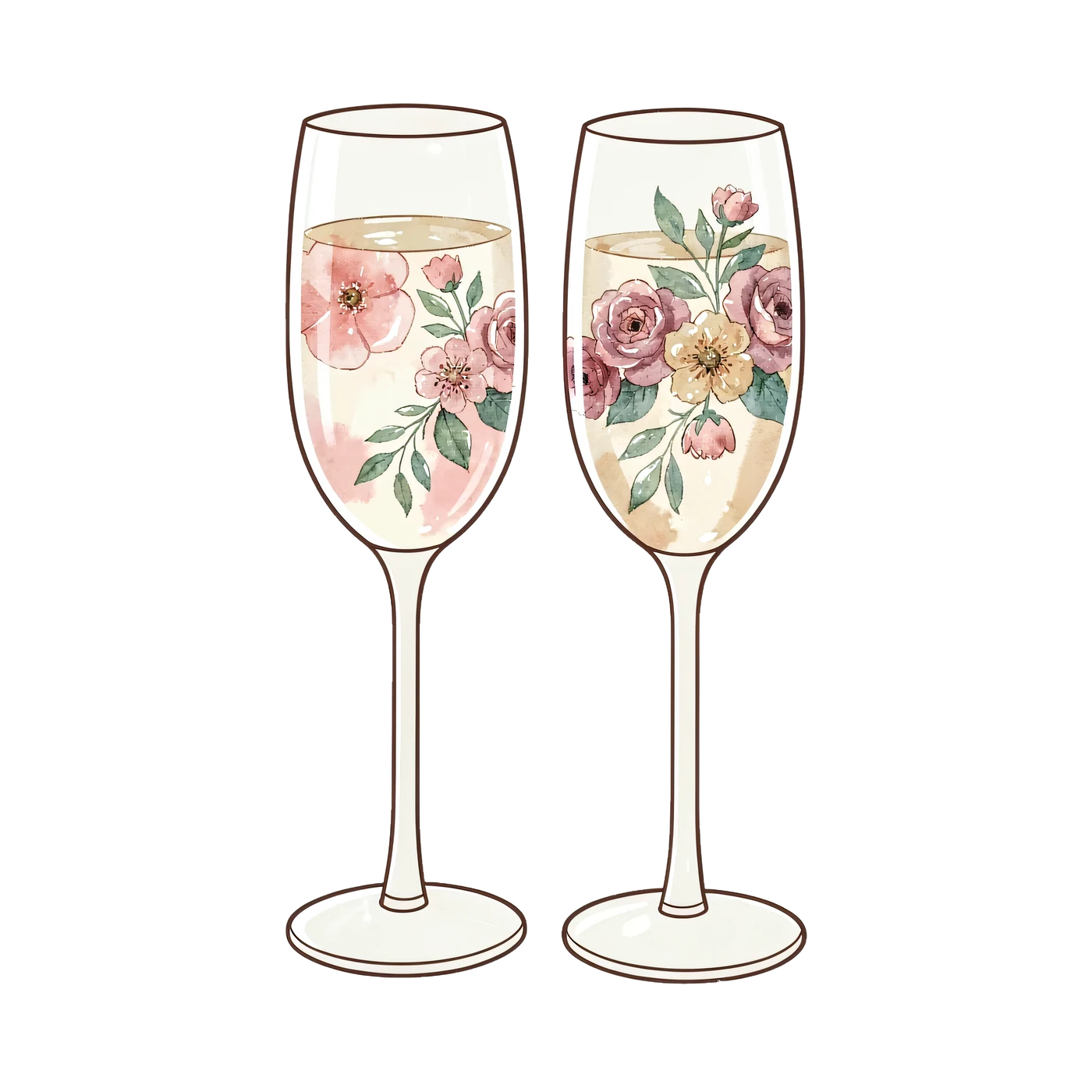 A Pair Of Champagne Glasses Without Monograms 02 transparent PNG from the free Wedding Floral Garden pack