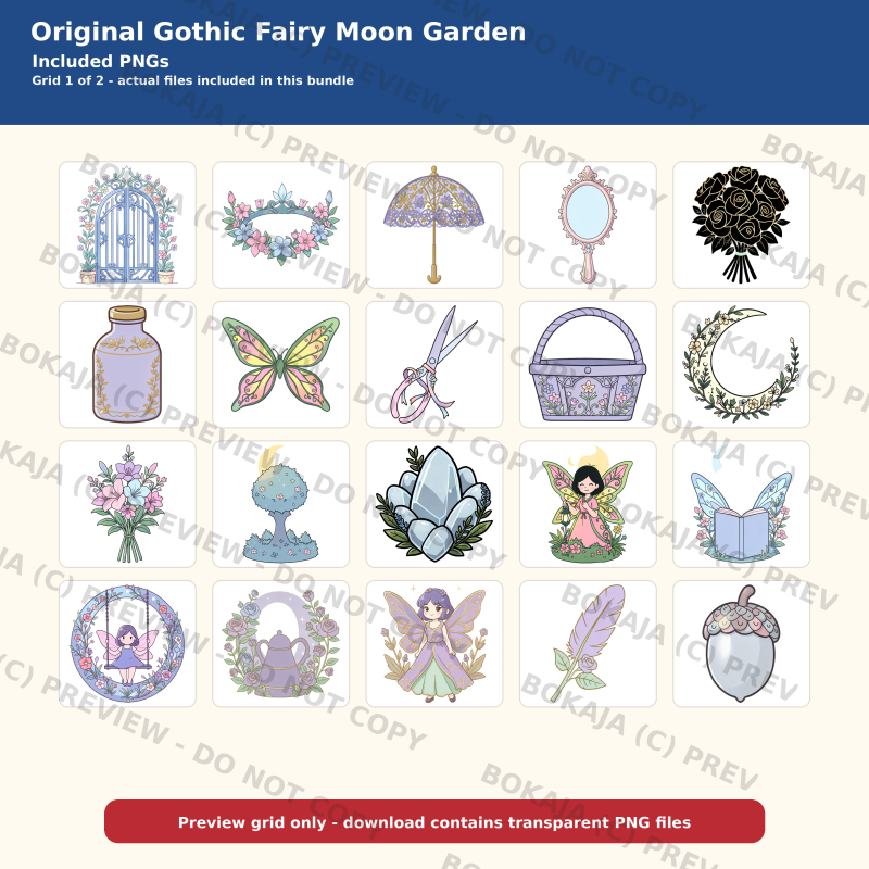 Gothic Fairy Moon Garden PNG Bundle — 120 Clipart Files image 2