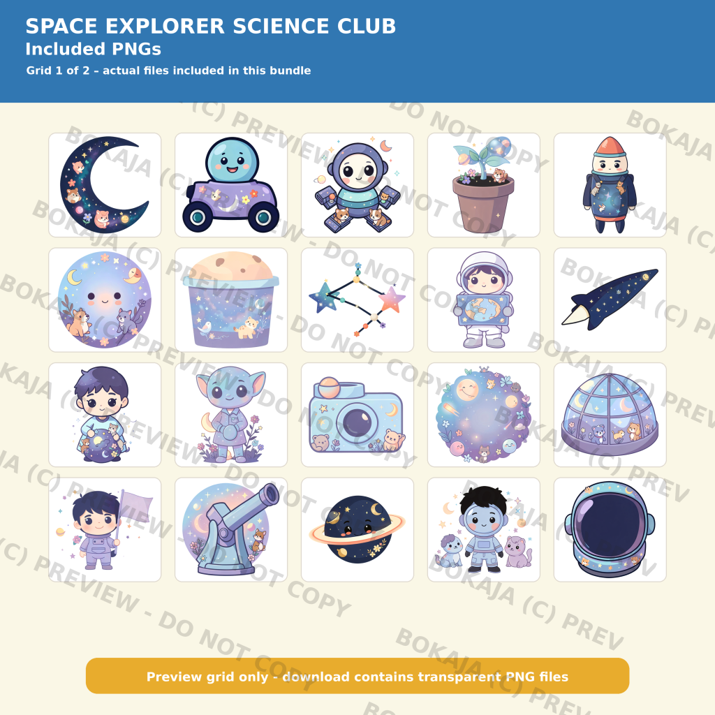 Space Explorer Science Club PNG Bundle – 120 Images — gallery image 2