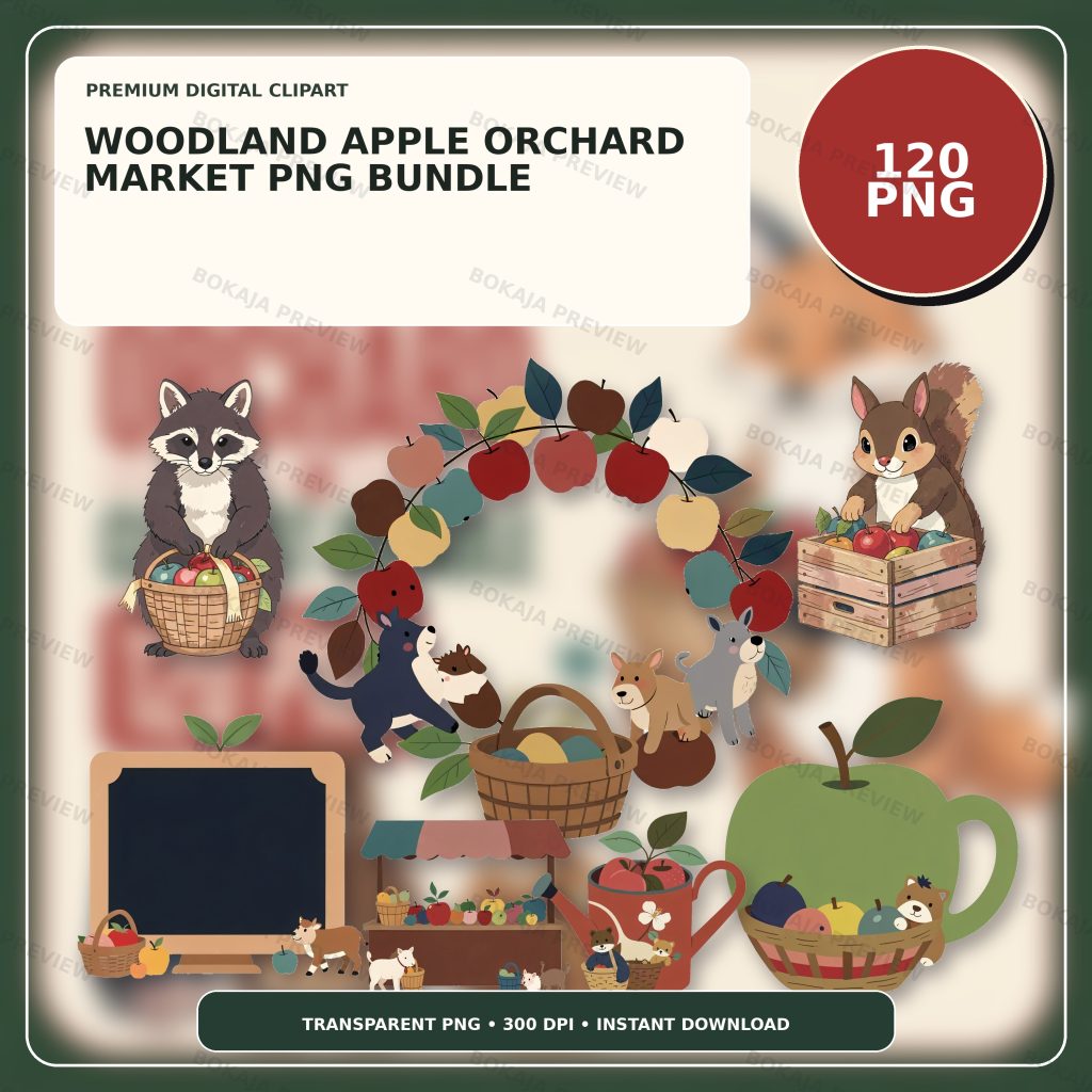 Woodland Apple Orchard Market PNG Bundle