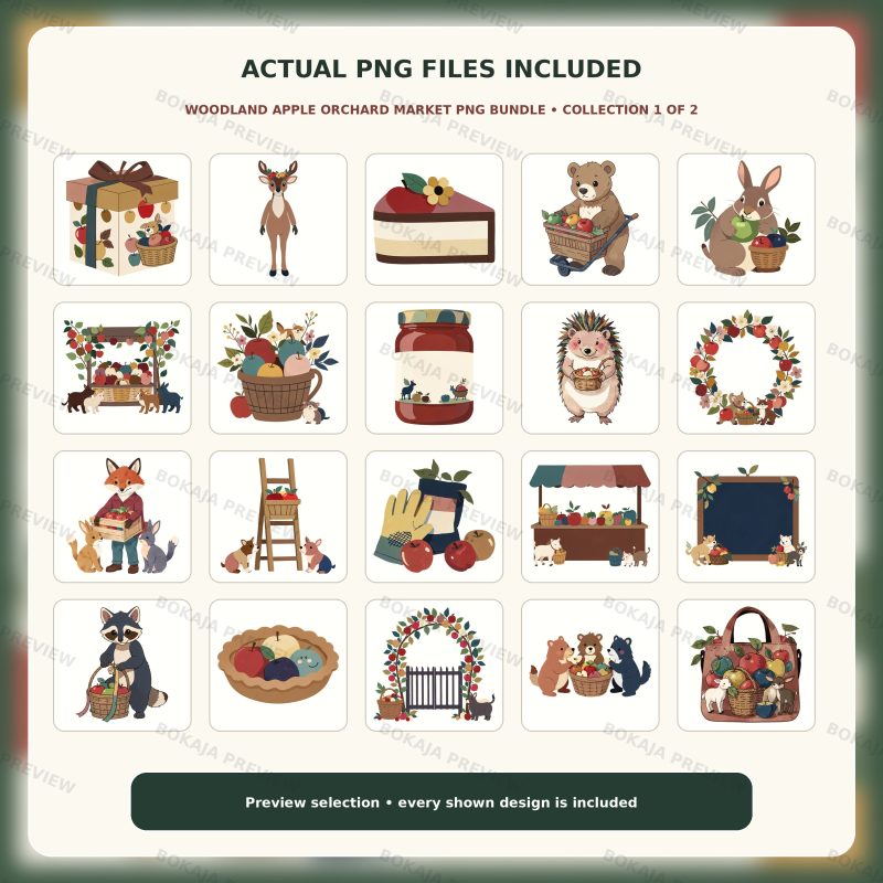 Woodland Apple Orchard Market PNG Bundle image 2