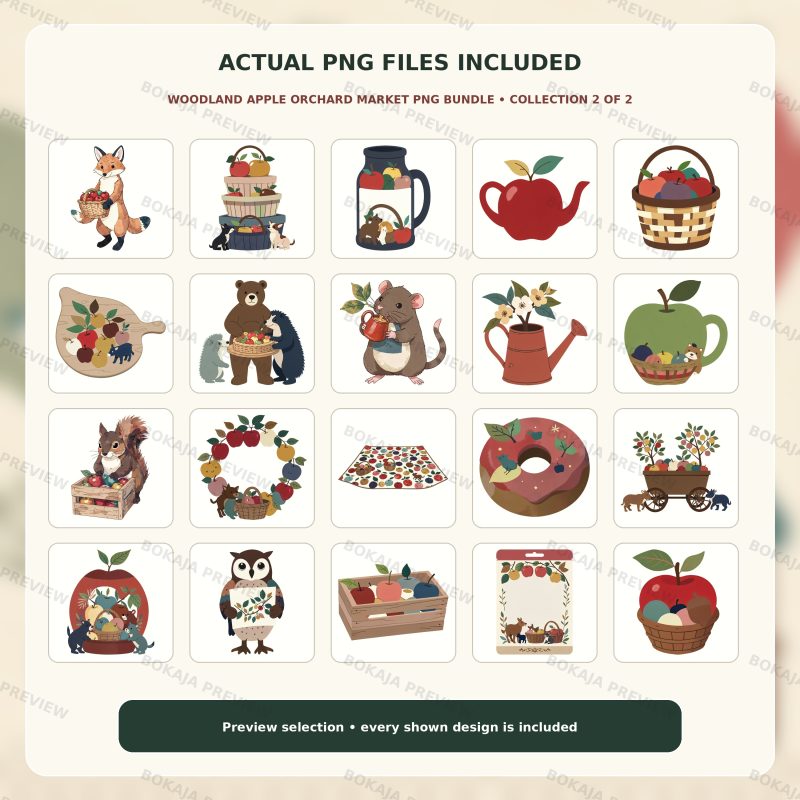 Woodland Apple Orchard Market PNG Bundle image 3