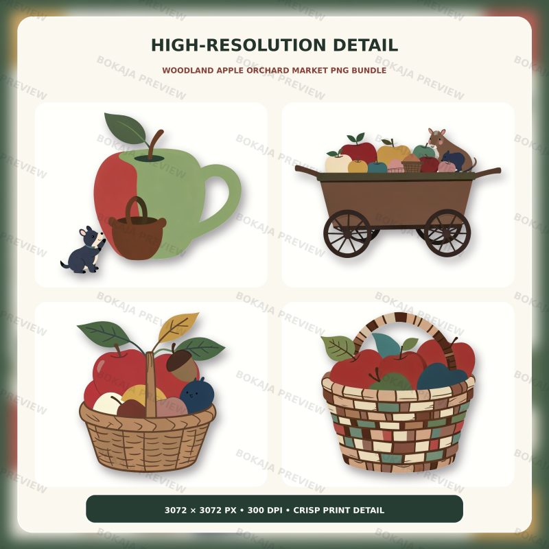 Woodland Apple Orchard Market PNG Bundle image 5