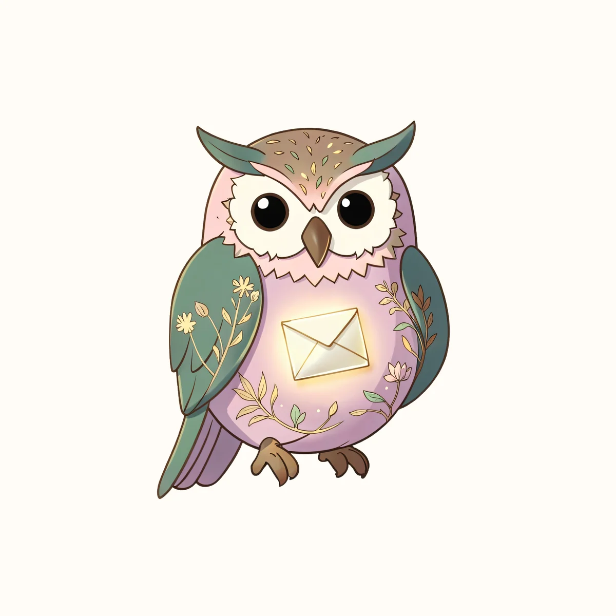 Round woodland owl messenger transparent PNG sample