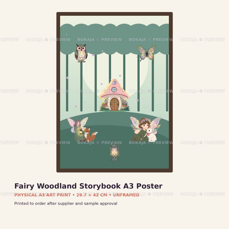Fairy Woodland Storybook A3 Poster