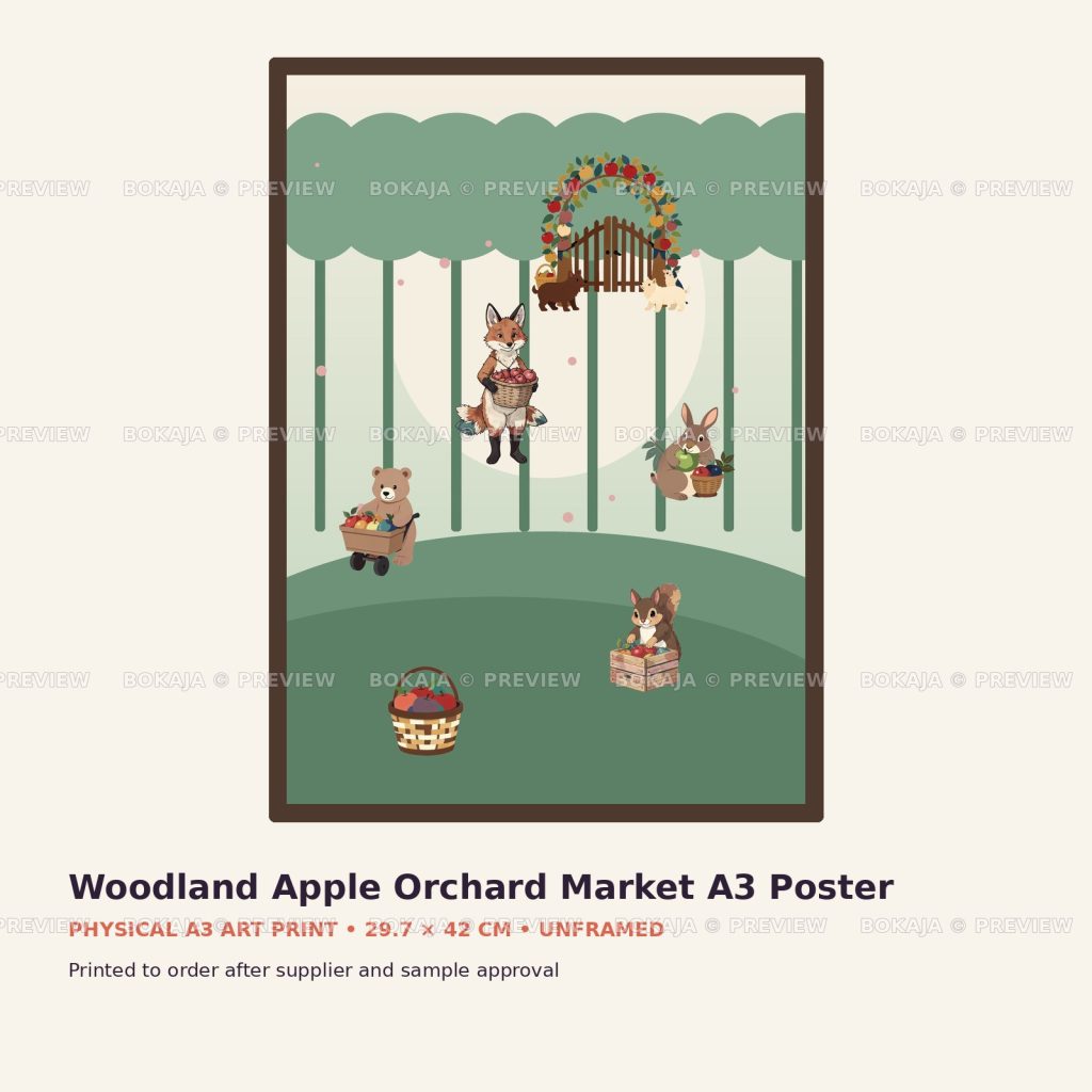 Woodland Apple Orchard Market A3 Poster