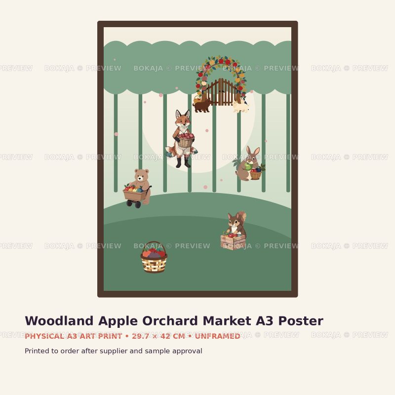 Woodland Apple Orchard Market A3 Poster
