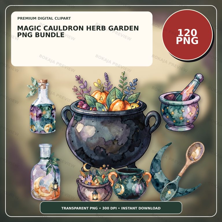 Magic Cauldron Herb Garden PNG Bundle protected preview 1