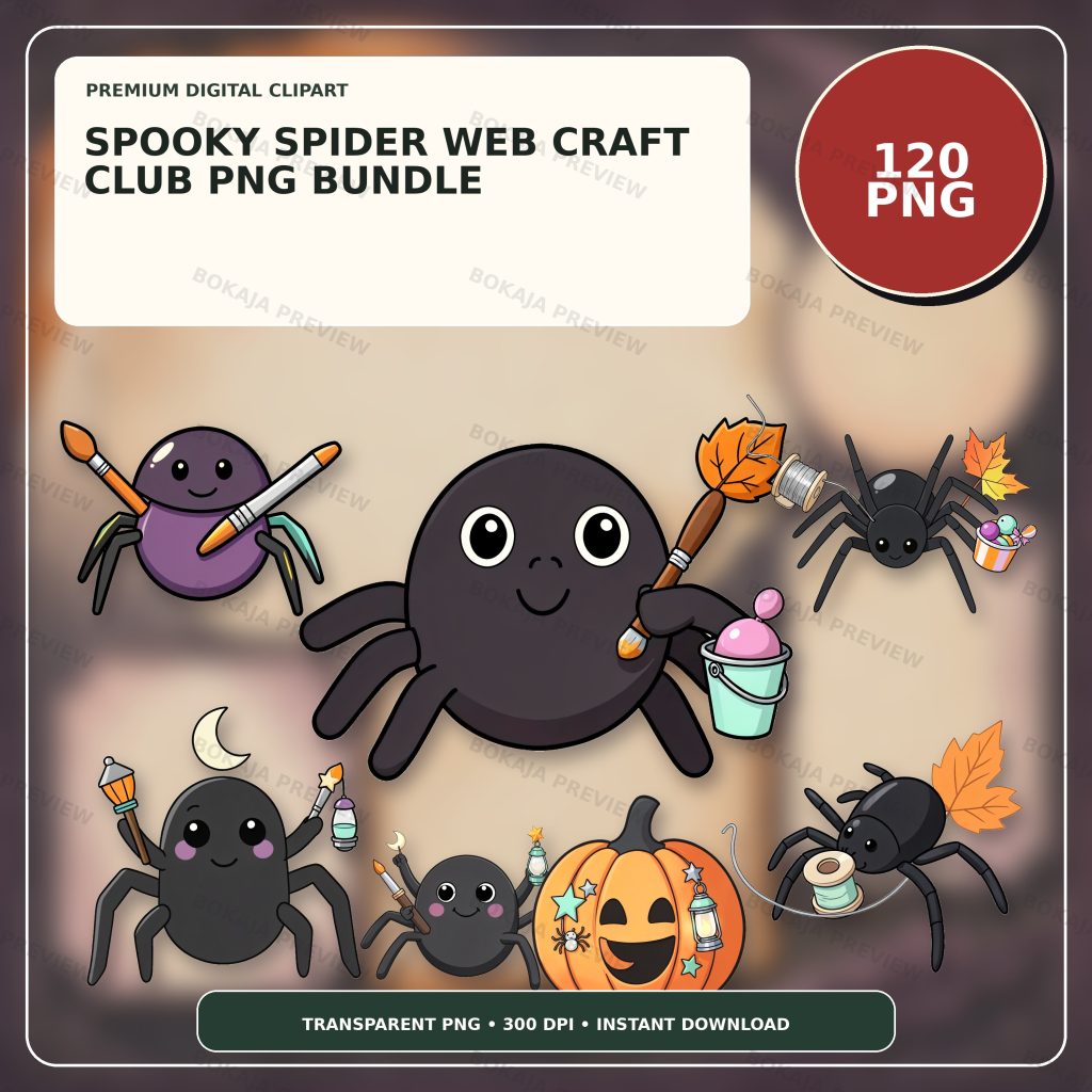 Spooky Spider Web Craft Club PNG Bundle