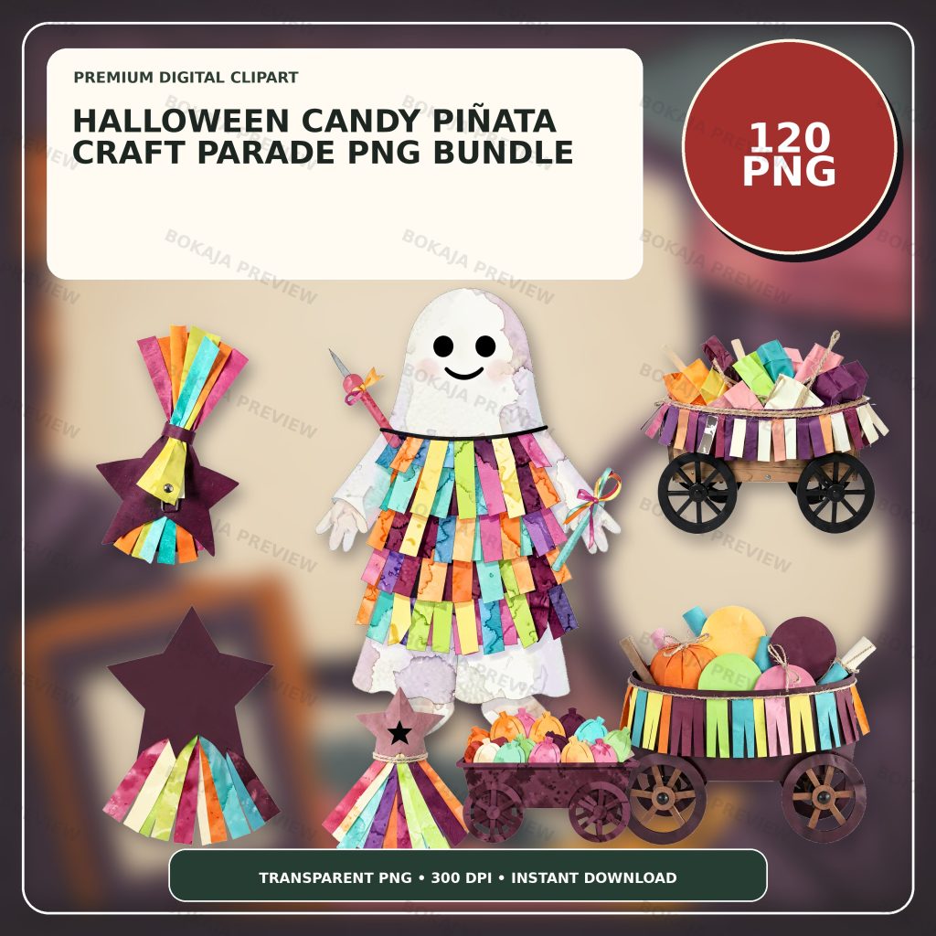 Halloween Candy Piñata Craft Parade PNG Bundle