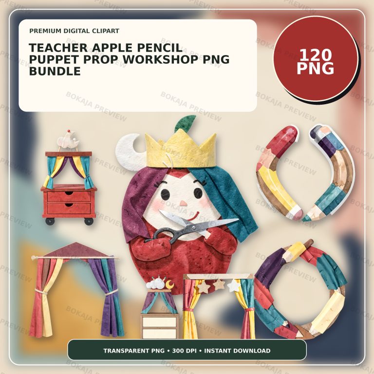 Teacher Apple Pencil Puppet Prop Workshop PNG Bundle protected preview 1