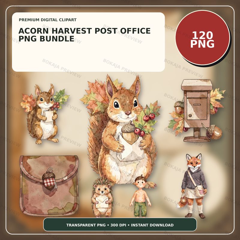Acorn Harvest Post Office PNG Bundle