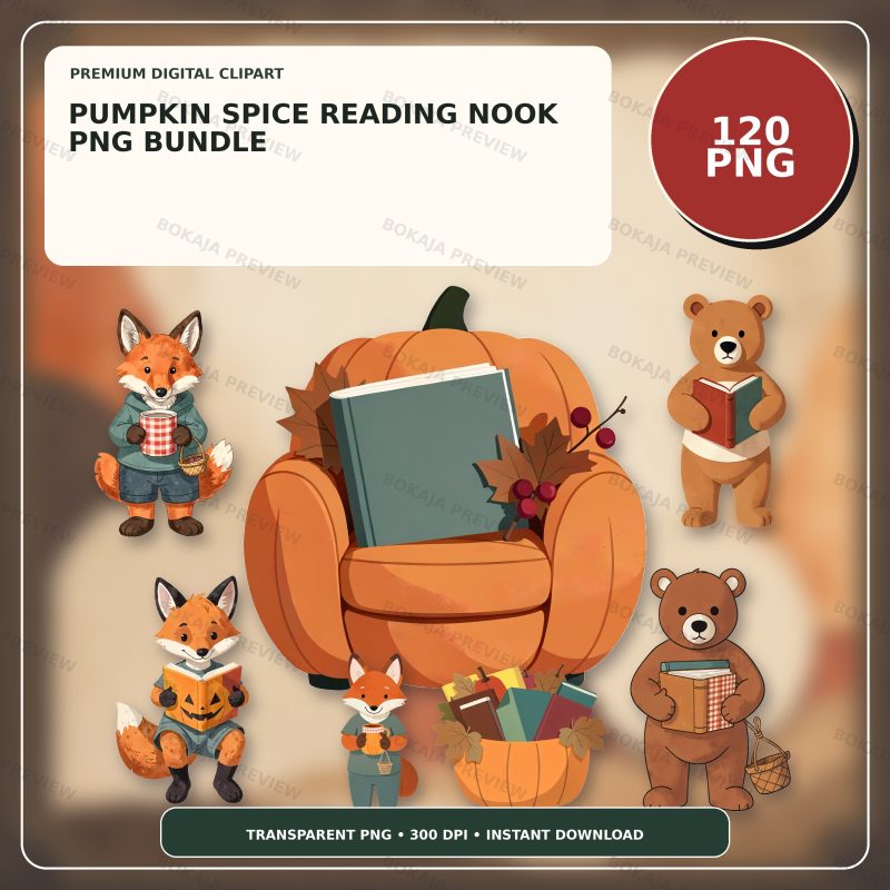 Pumpkin Spice Reading Nook PNG Bundle